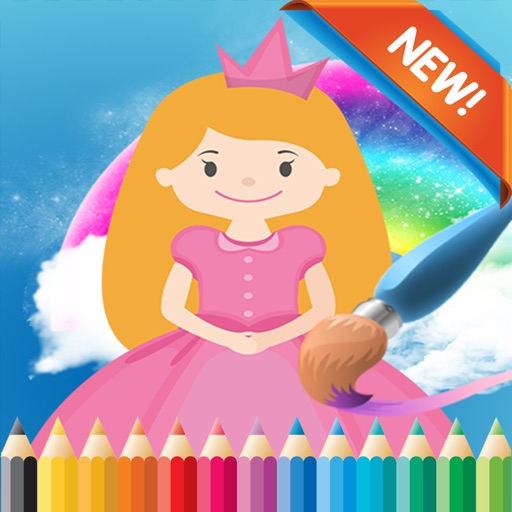 公主卡通油漆和着色书学习技能 - 趣味运动会儿童免费