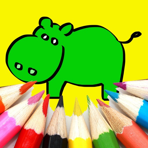 可愛的動物著色頁創新為孩子油畫